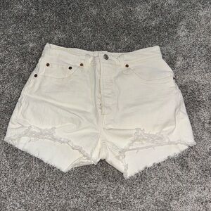 Levi's Cream High Waist Denim Shorts